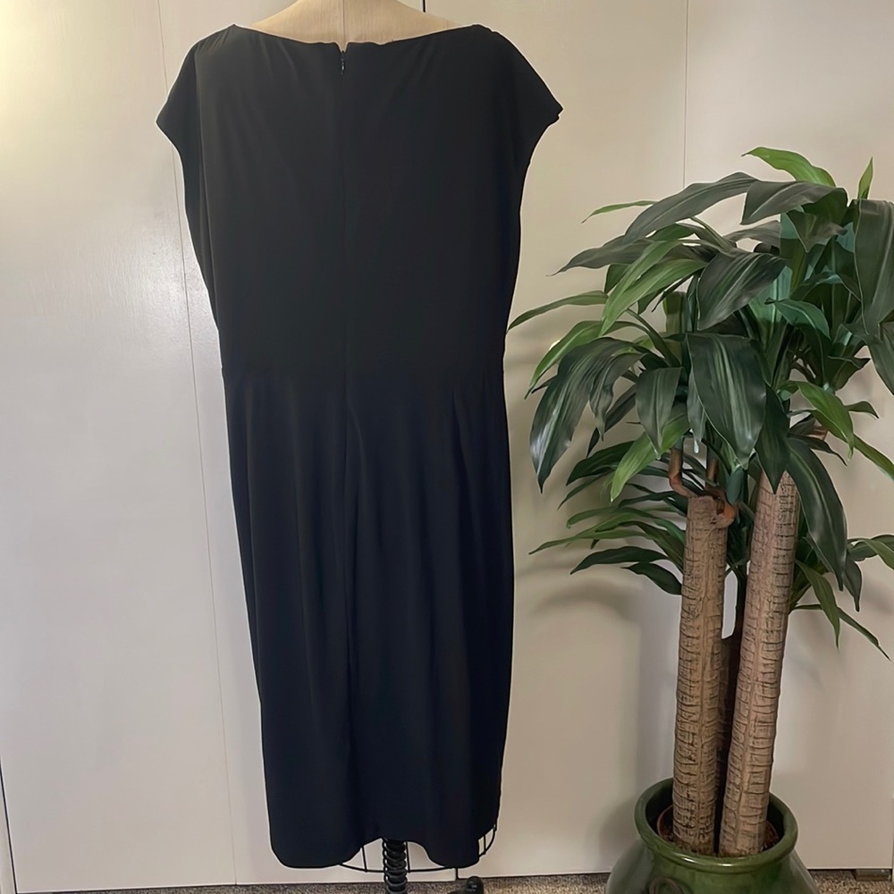 Jones New York cap sleeve black gathered midi dress - Picture 4 of 6